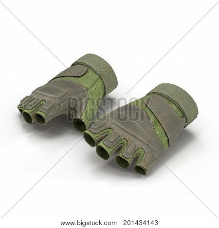 Outdoor Blackhawk short finger gloves US Soldier on white background. 3D illustration