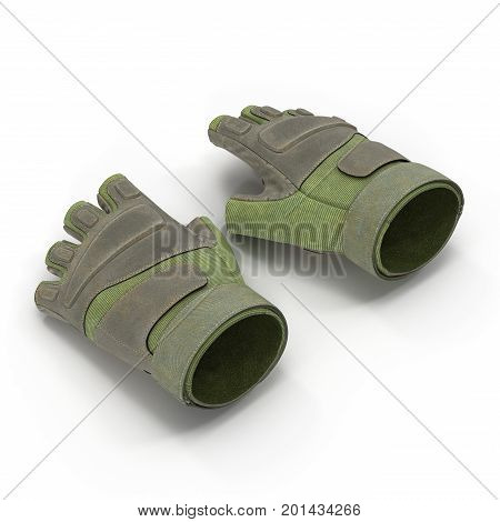 Outdoor Blackhawk short finger gloves US Soldier on white background. 3D illustration