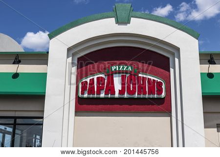 Indianapolis - Circa August 2017: Papa John's Take-Out Pizza Restaurant. Papa John's is the third largest take-out and pizza delivery chain in the world VI