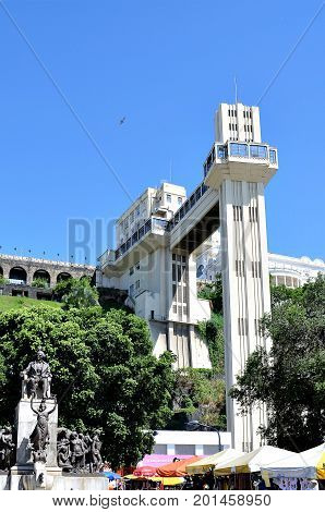 Salvador, Bahia, Brazil February 27, 2013:The Lacerda Elevator. It serves the public transport function between the Lower City and the Upper City.