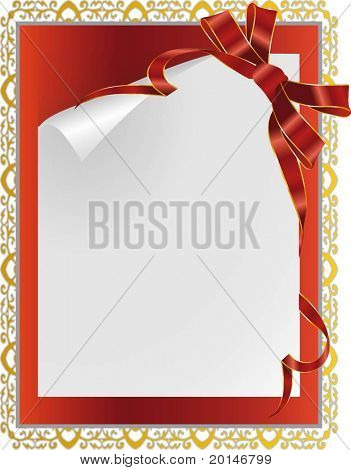 beautiful frame with a sheet and a bow