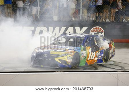 August 19, 2017 - Bristol, Tennessee, USA: Kyle Busch (18) wins the Bass Pro Shops NRA Night Race at Bristol Motor Speedway in Bristol, Tennessee.