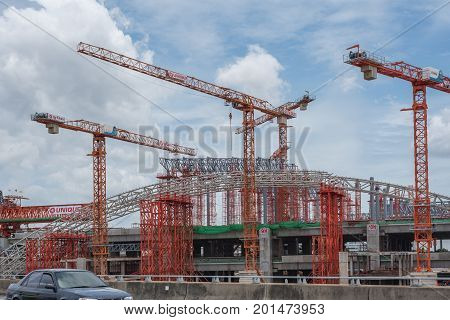 Construction Site Of Sky Train Bangsue-rangsit