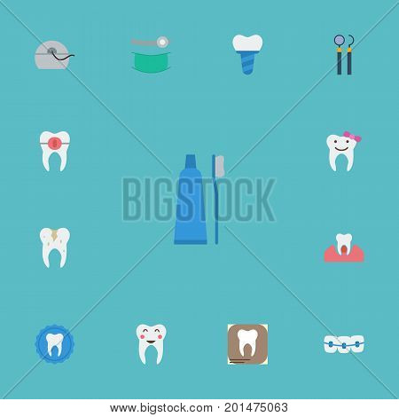 Flat Icons Halitosis, Stomatology, Decay And Other Vector Elements