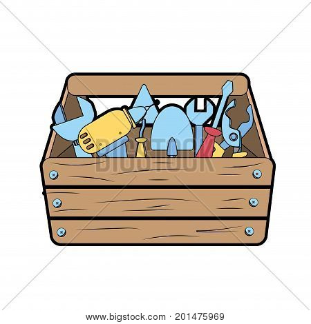 tool box with equipment to industry repair vector illustration