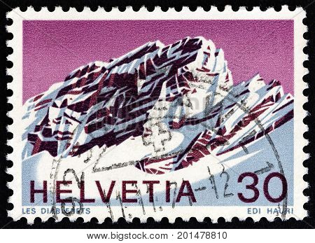 SWITZERLAND - CIRCA 1971: A stamp printed in Switzerland shows Les Diablerets, Vaud, circa 1971.