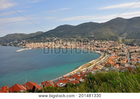 View over bay of Samos town on greek island