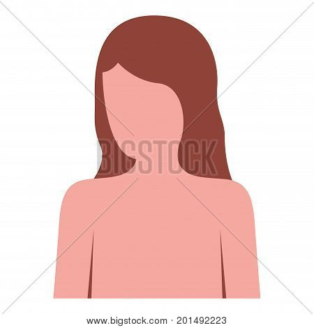 colorful silhouette of female half body and faceless vector illustration