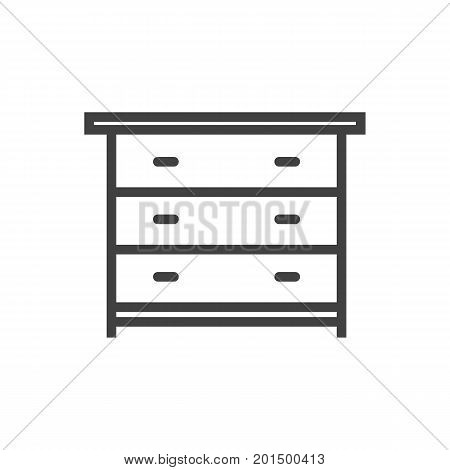 Vector Drawer Unit Element In Trendy Style.  Isolated Commode Outline Symbol On Clean Background.