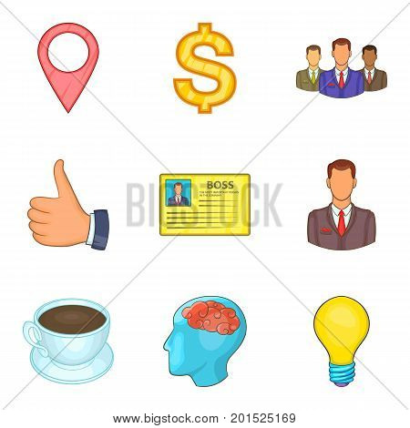 Stocktaking icons set. Cartoon set of 9 stocktaking vector icons for web isolated on white background