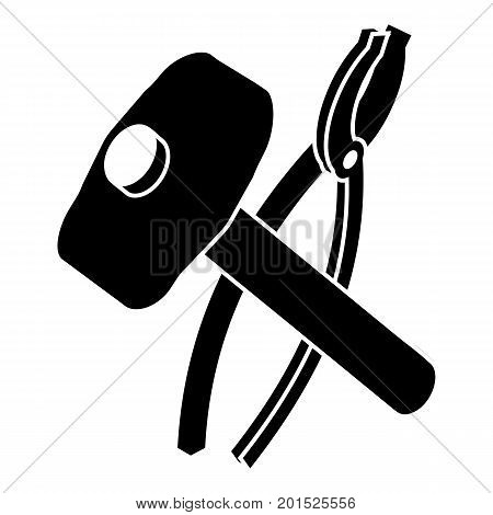 Hammer clamping mites icon. Simple illustration of hammer clamping mites vector icon for web