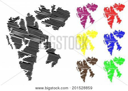 Svalbard map vector illustration , scribble sketch Spitsbergen Islands