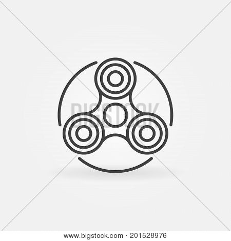Hand fidget spinner icon - vector stress reducer toy concept symbol or design element in thin line style