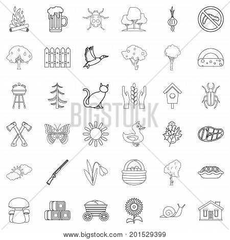 Region icons set. Outline style of 36 region vector icons for web isolated on white background