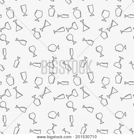 Wine glasses vector seamless pattern or texture