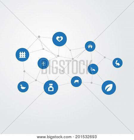 Elements Pesticide, Protect Nature, Wooden Barrier And Other Synonyms Fence, Power And Canard.  Vector Illustration Set Of Simple Harvest Icons.