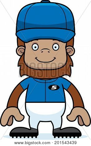Cartoon Smiling Baseball Player Sasquatch