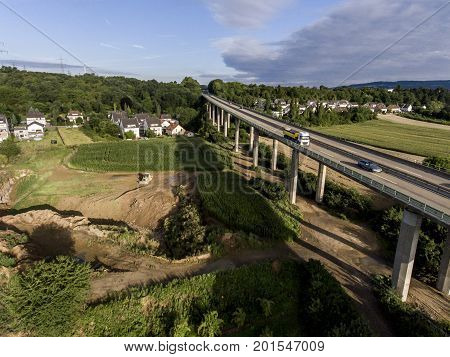 concrete road street highway bridges Nature Landscape village and contruction site
