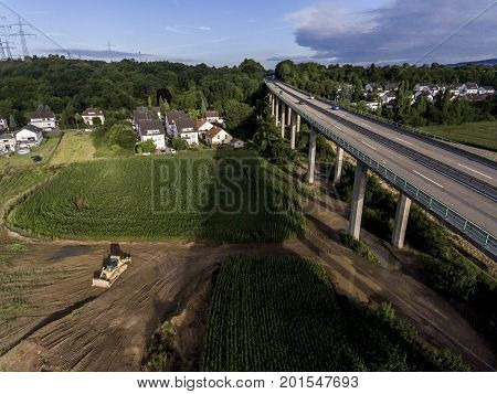 concrete road street highway bridges Nature Landscape village and contruction site