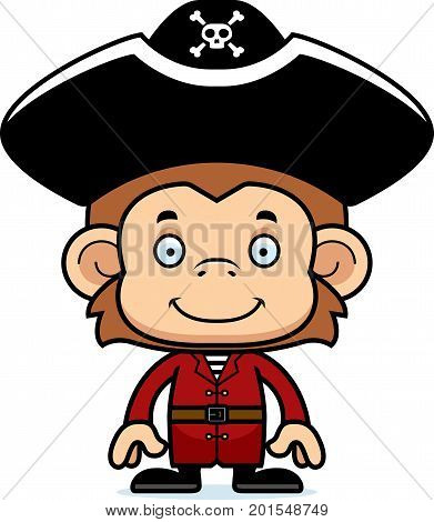 Cartoon Smiling Pirate Monkey