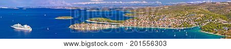 Adriatic Tourist Destination Of Primosten Aerial Panoramic Archipelago View