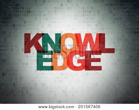 Studying concept: Painted multicolor text Knowledge on Digital Data Paper background