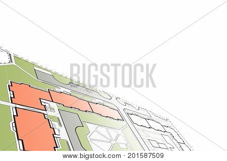 Part of landscape architectural project on the white background