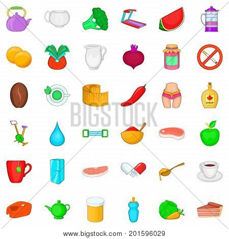 Wellness icons set. Cartoon style of 36 wellness vector icons for web isolated on white background