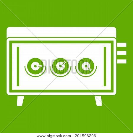 CD changer icon white isolated on green background. Vector illustration