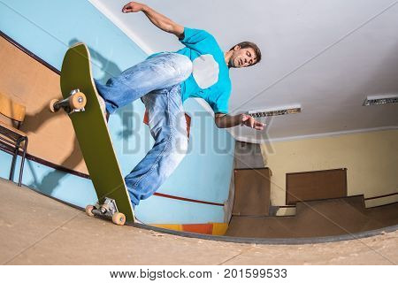 Skateboarder Performing A Trick