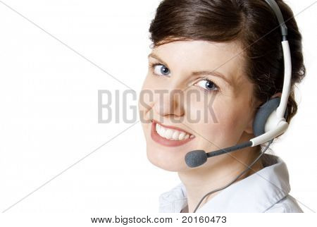 approachable customer service agent (image quite clear, teeth are naturally white)
