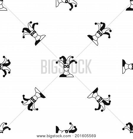 Jester pattern repeat seamless in black color for any design. Vector geometric illustration