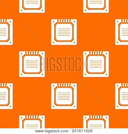 Modern multicore CPU pattern repeat seamless in orange color for any design. Vector geometric illustration