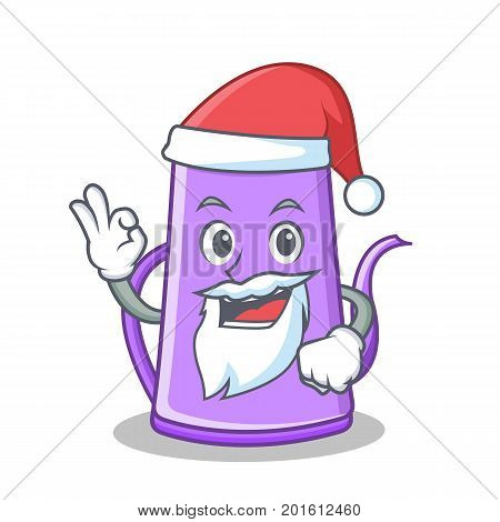 Santa purple teapot character cartoon vector illustration
