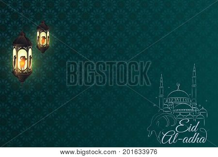 Vector illustration of Eid Al Adha lantern card