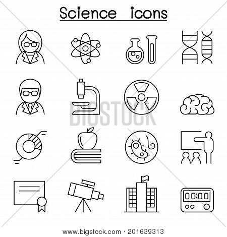 Science icon set in thin line style