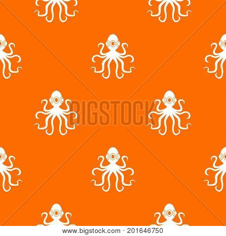 Octopus pattern repeat seamless in orange color for any design. Vector geometric illustration