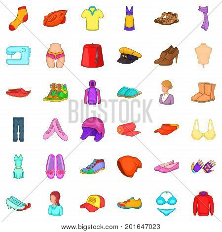 Tailoring icons set. Cartoon style of 36 tailoring vector icons for web isolated on white background