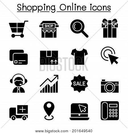Shopping online & E-commerce icon set vector illustration graphic design