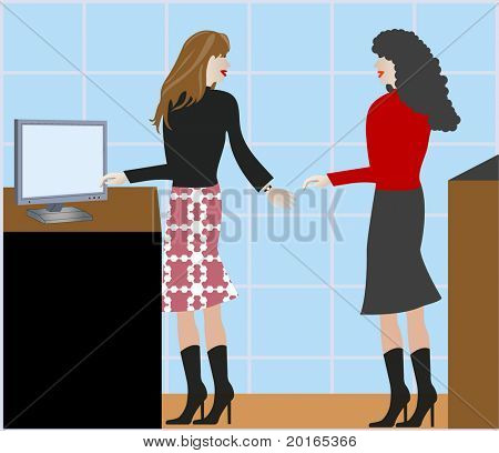 femmine parlando presso l'ufficio