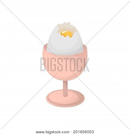 Isolated breakfast egg in eggcup on white background.