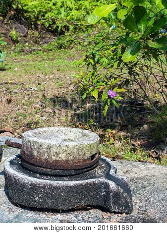 Old pan used at tin mining works. Phuket Thailand