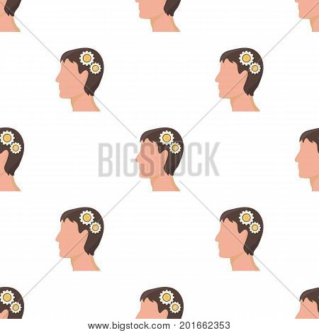 The head of a man with gears. The generator of ideas and thoughts single icon in cartoon style vector symbol stock illustration .