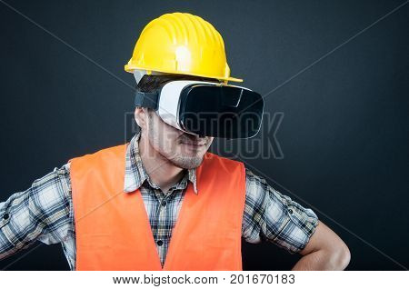 Constructor Portrait Wearing Virtual Reality Goggles