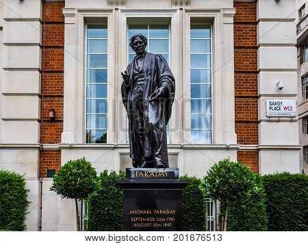 Faraday Monument In Savoy Place In London (hdr)