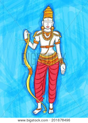 Vector design of Abstract Statue painting of Indian Lord Rama sculpture