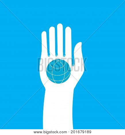 Hand hold globe - vector icon.Flat design best vector icon