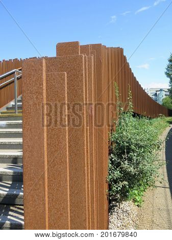 Futuristic railing pillars on Reading Caversham footbridge over River Thames