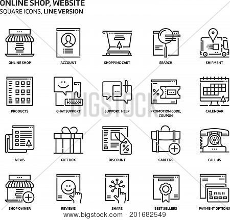 Website Shop, Square Icon Set