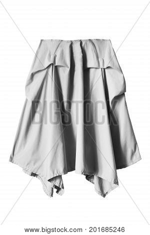 Gray casual draped midi skirt on white background